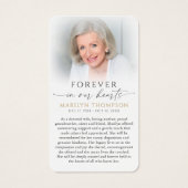 Virgin Mary In Loving Memory Sympathy Prayer Card Visitekaartje (Achterkant)