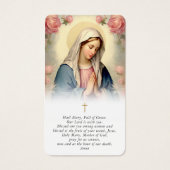 Virgin Mary In Loving Memory Sympathy Prayer Card Visitekaartje (Voorkant)