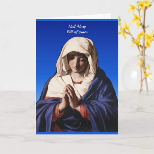 Virgin Mary in Prayer krijgt een goede personalise Kaart (Gele Bloem)