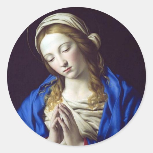 Virgin Mary in Prayer Ronde Sticker (Voorkant)