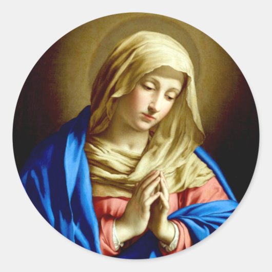 Virgin Mary in Prayer Ronde Sticker (Voorkant)
