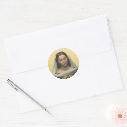 Virgin Mary In Prayer Round Sticker (Envelop)