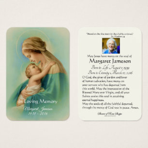 Virgin Mary Jesus Funeral Memorial Heilige Kaart -