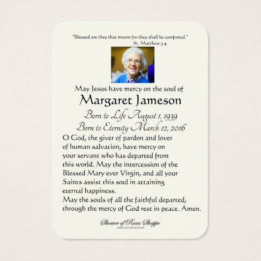 Virgin Mary Jesus Funeral Memorial Heilige Kaart - (Achterkant)