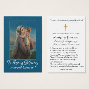 Virgin Mary Jesus Funeral Memorial Heilige Kaart -