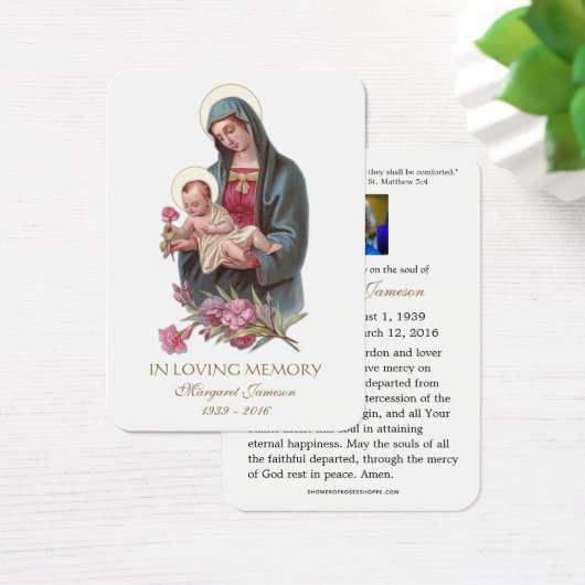 Virgin Mary Jesus Funeral Memorial Heilige Kaart - (Bureau)