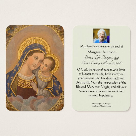 Virgin Mary Jesus Good Counsel Funeral Religious Visitekaartje (Voorkant /achterkant)
