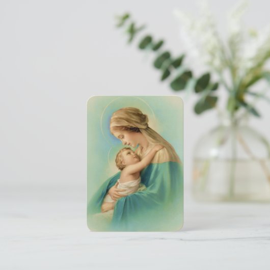 Virgin Mary Jesus heeft een mooie dame gekleed in Informatiekaartje (Staand voorkant)