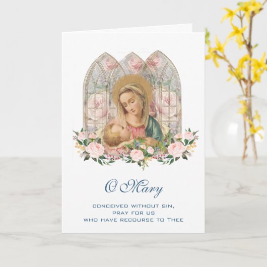 Virgin Mary Jesus Moederdag Catholic Kaart (Gele Bloem)
