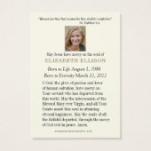 Virgin Mary & Jesus Scripture Funeral Prayer Kaart (Achterkant)