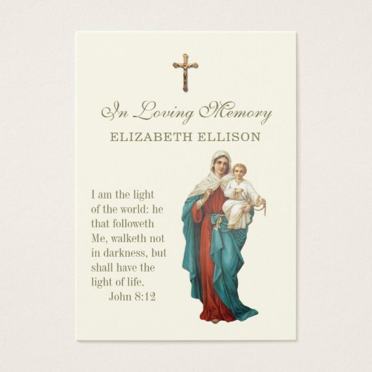 Virgin Mary & Jesus Scripture Funeral Prayer Kaart (Voorkant)