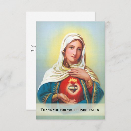 Virgin Mary katholieke begrafeniscondolentie Bedankkaart (Voorkant / Achterkant)