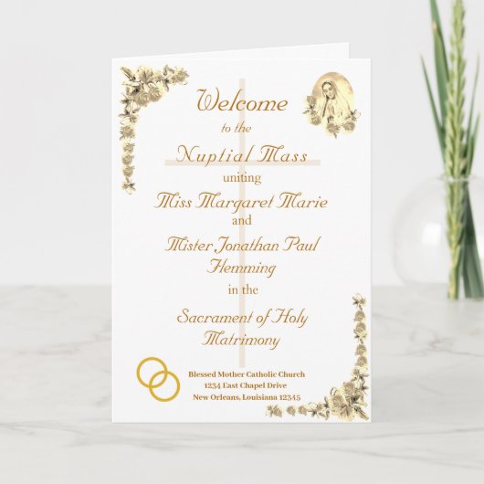 Virgin Mary Katholieke bruiloft programma (Voorkant)