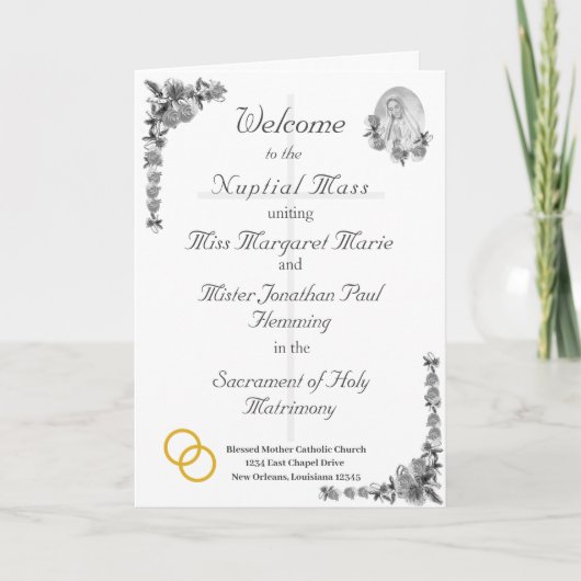 Virgin Mary Katholieke bruiloft programma (Voorkant)