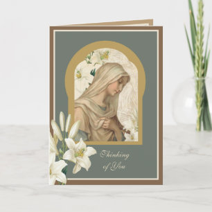Virgin Mary Lilies Religious Poem Prayer Kaart