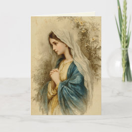 Virgin Mary Lilies Religious Vintage Scripture Kaart
