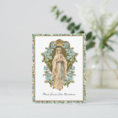 Virgin Mary Lourdes katholieke begrafeniscondolean Bedankkaart (Staand voorkant)
