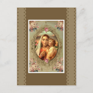 Virgin Mary Madonna Child Jesus Rosary Rozen Briefkaart