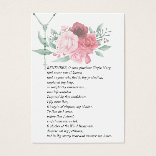 Virgin Mary Memorare Prayer Funeral Prayer Kaart (Voorkant)