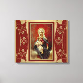 Virgin Mary met Jezus die rosary Gold vasthoudt Canvas Afdruk (Voorkant)