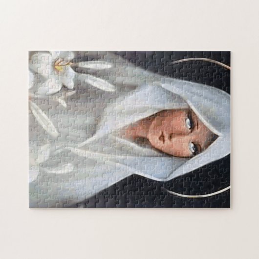 Virgin Mary met White Mantle en Lilies Legpuzzel (Horizontaal)