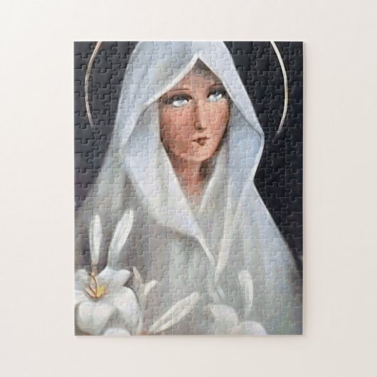 Virgin Mary met White Mantle en Lilies Legpuzzel (Verticaal)