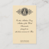 Virgin Mary Moederdag herinnert de Heilige Kaart Visitekaartje (Achterkant)