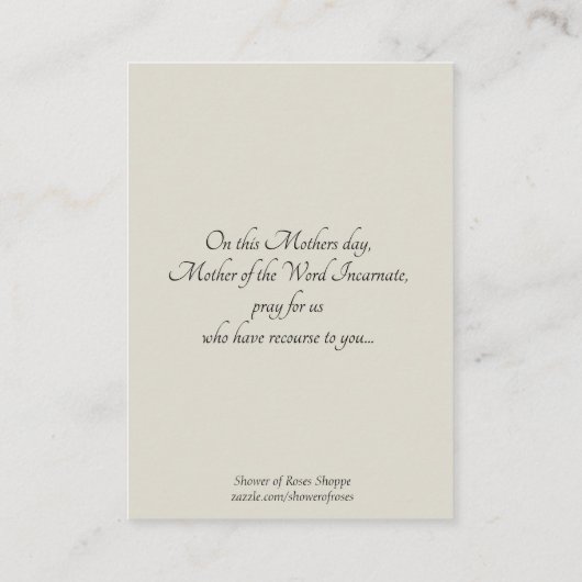 Virgin Mary Moederdag herinnert de Heilige Kaart Visitekaartje (Achterkant)