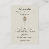 Virgin Mary Moederdag herinnert de Heilige Kaart Visitekaartje (Achterkant)