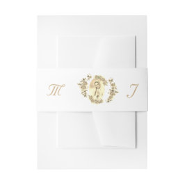 Virgin Mary Monogrammed Invitation Belly Band Uitnodigingen Wikkel