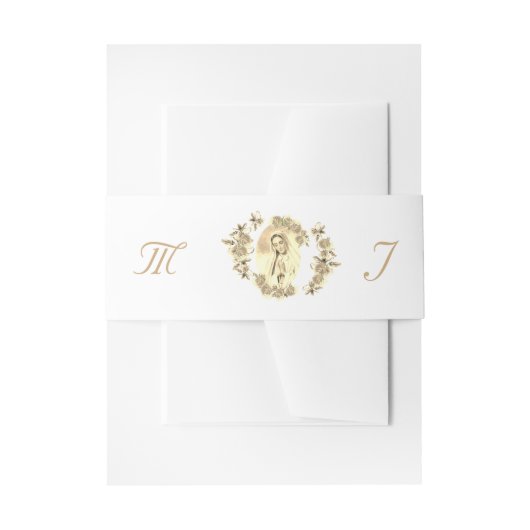 Virgin Mary Monogrammed Invitation Belly Band Uitnodigingen Wikkel (Voorkant Voorbeeld)
