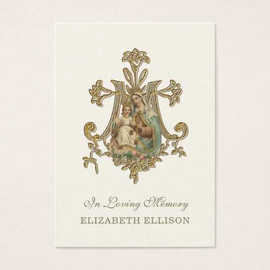 Virgin Mary MOUNT CARMEL Funeral Prayer Visitekaartje (Voorkant)