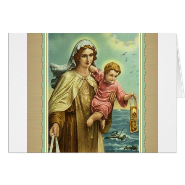 Virgin Mary Mt. Carmel Maris Stella Card (Voorkant Horizontaal)