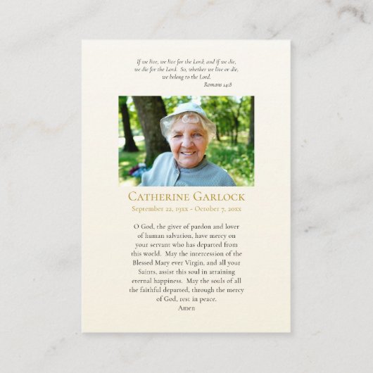 Virgin Mary Pink Roses Lijst begrafenisgebed Kaart Plaatskaartje (Achterkant)