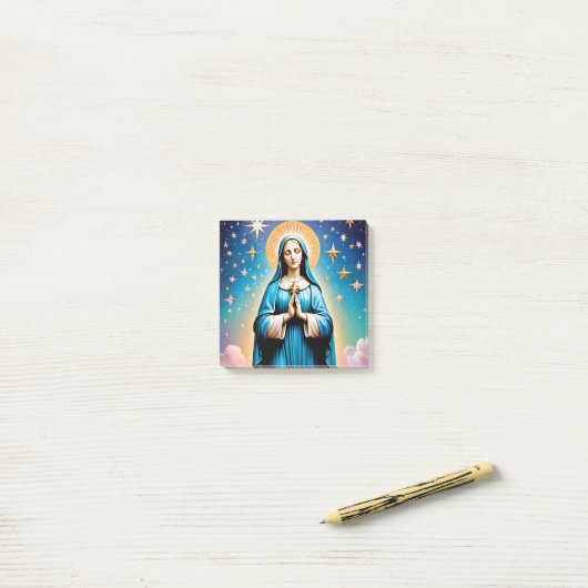 Virgin Mary Post-it merkt op Post-it® Notes (Op bureau)