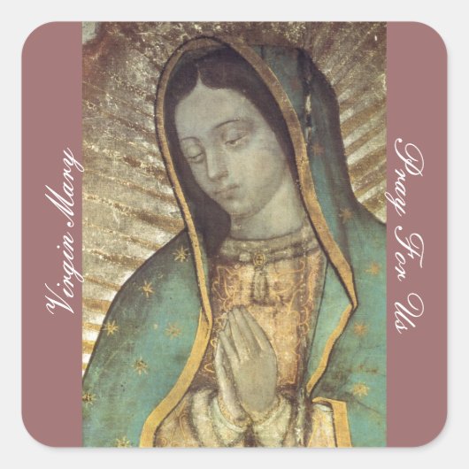 VIRGIN MARY PRAY VOOR ONS VIERKANTE STICKER (Voorkant)