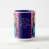 Virgin Mary Prayer Roos Floral Blue Coffee Mok (Midden)