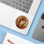 Virgin Mary Religious Christelijk Vinyl Sticker (Laptop met iPhone)