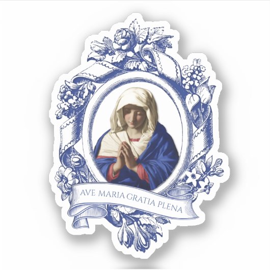 Virgin Mary Religious Hail Mary in het Latijn Sticker (Voorkant)