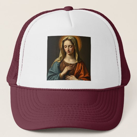 Virgin Mary Renaissance stijl Trucker Hat Trucker Pet (Voorkant)