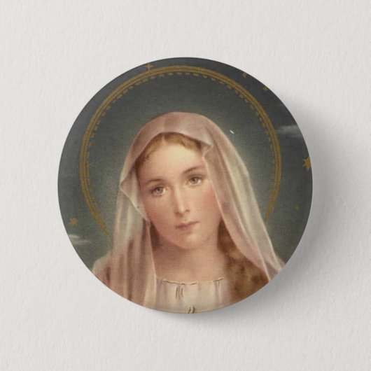 VIRGIN MARY RONDE BUTTON 5,7 CM (Voorkant)