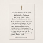 Virgin Mary rooms-katholieke funeral Photo Heilige Visitekaartje (Achterkant)