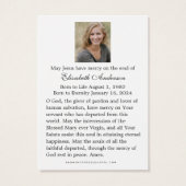 Virgin Mary rooms-katholieke funeral Photo Heilige Visitekaartje (Achterkant)