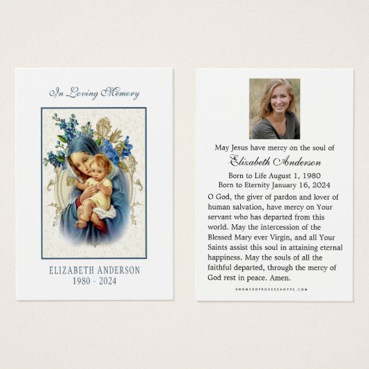 Virgin Mary rooms-katholieke funeral Photo Heilige Visitekaartje (Voorkant /achterkant)