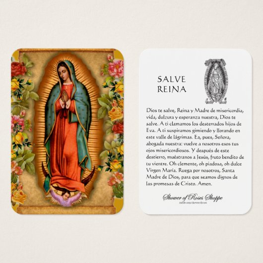 Virgin Mary Salve Reina Spaanse Prayer Heilige Kaa Visitekaartje (Voorkant /achterkant)