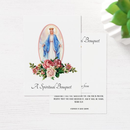 Virgin Mary Spirituele Bouquet Prayer Heilige Kaar Visitekaartje (Bureau)