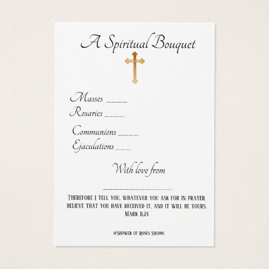 Virgin Mary Spirituele Bouquet Prayer Heilige Kaar Visitekaartje (Achterkant)