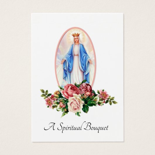 Virgin Mary Spirituele Bouquet Prayer Heilige Kaar Visitekaartje (Voorkant)