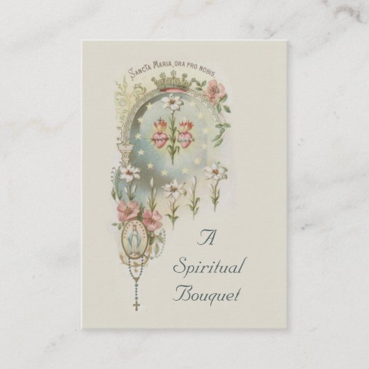 Virgin Mary Spirituele Bouquet Prayer Heilige Kaar Visitekaartje (Voorkant)