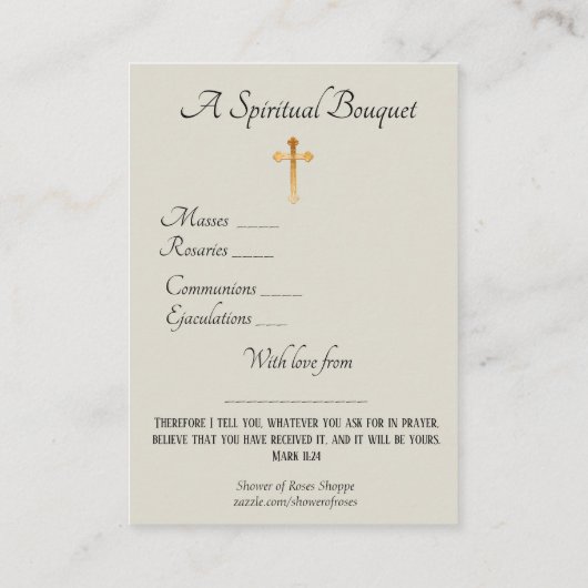 Virgin Mary Spirituele Bouquet Prayer Heilige Kaar Visitekaartje (Achterkant)